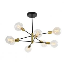 Augusta 8 -Light Sputnik Modern Linear Chandelier with Wrought Iron Accents by Maxax
