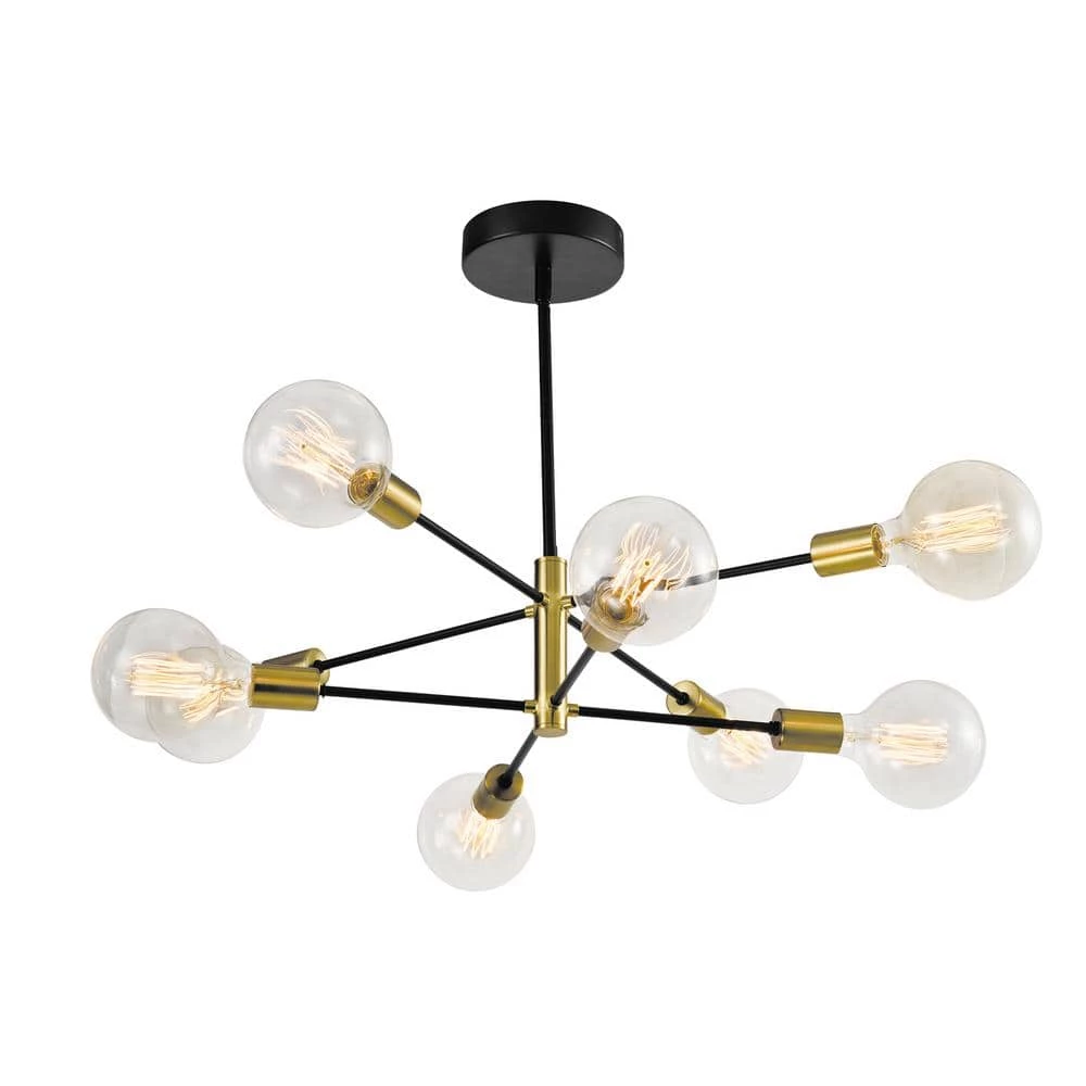 Augusta 8 -Light Sputnik Modern Linear Chandelier with Wrought Iron Accents by Maxax 1 Augusta 8 -Light Sputnik Modern Linear Chandelier with Wrought Iron Accents by Maxax