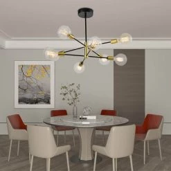 Augusta 8 -Light Sputnik Modern Linear Chandelier with Wrought Iron Accents by Maxax 15 Augusta 8 -Light Sputnik Modern Linear Chandelier with Wrought Iron Accents by Maxax -Maxax Elegant store black gold maxax chandeliers mx21037 p8bg 76 1000