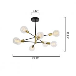 Augusta 8 -Light Sputnik Modern Linear Chandelier with Wrought Iron Accents by Maxax 10 Augusta 8 -Light Sputnik Modern Linear Chandelier with Wrought Iron Accents by Maxax -Maxax Elegant store black gold maxax chandeliers mx21037 p8bg c3 1000