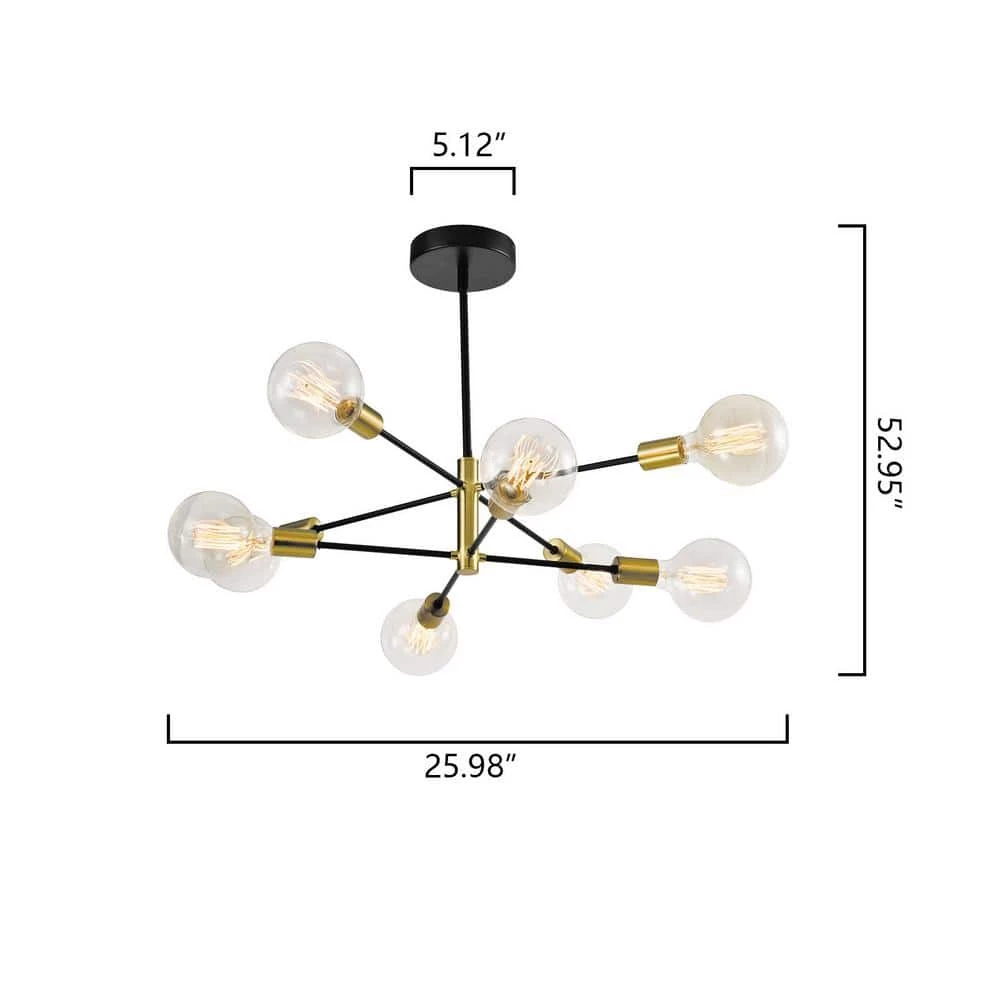 Augusta 8 -Light Sputnik Modern Linear Chandelier with Wrought Iron Accents by Maxax 3 Augusta 8 -Light Sputnik Modern Linear Chandelier with Wrought Iron Accents by Maxax - Image 3