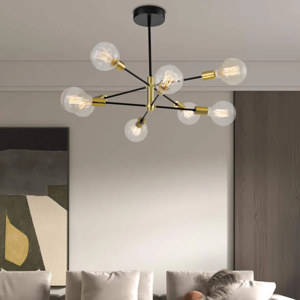 Augusta 8 -Light Sputnik Modern Linear Chandelier with Wrought Iron Accents by Maxax 2 Augusta 8 -Light Sputnik Modern Linear Chandelier with Wrought Iron Accents by Maxax - Image 2