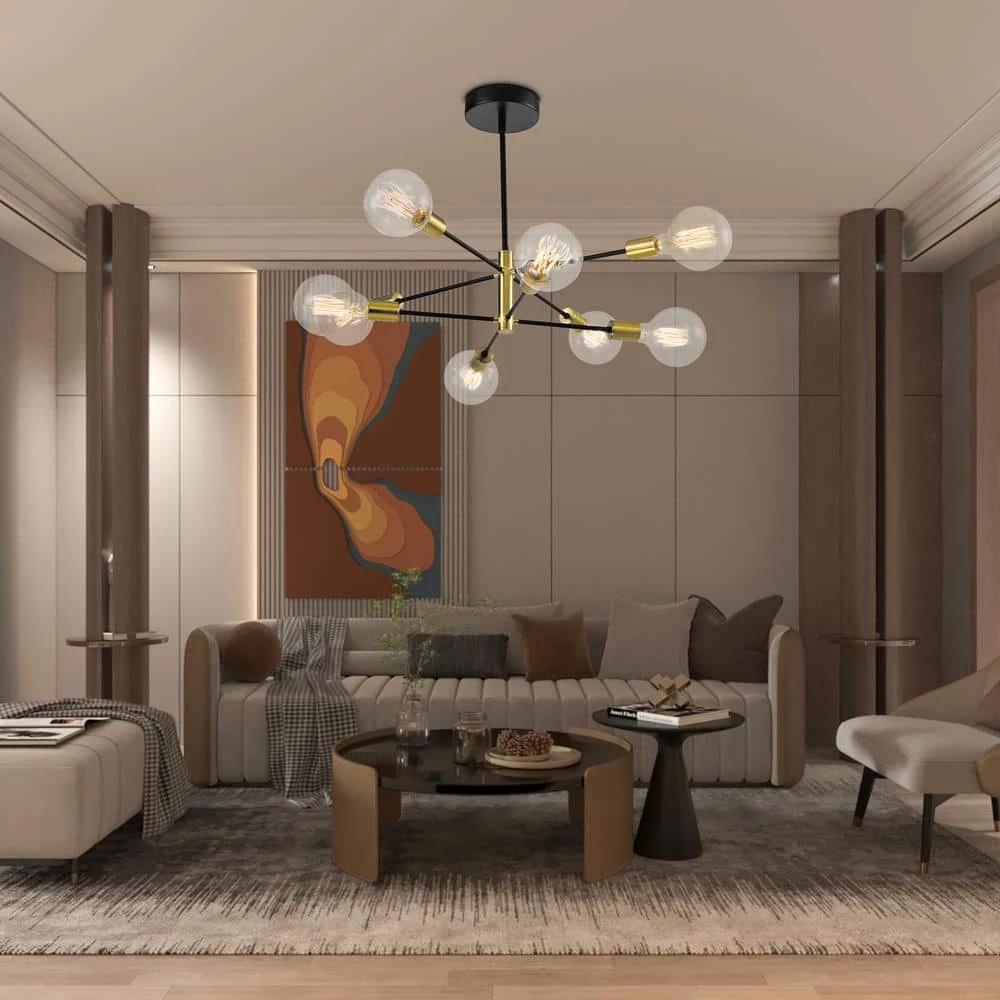 Augusta 8 -Light Sputnik Modern Linear Chandelier with Wrought Iron Accents by Maxax 7 Augusta 8 -Light Sputnik Modern Linear Chandelier with Wrought Iron Accents by Maxax - Image 7