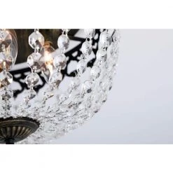 Portland 4-Light 15 in. Black/Gold Simple Bowl Flush Mount With Crystal Shade by Maxax -Maxax Elegant store black gold maxax flush mount lights mx19132 4bg c 1f 1000