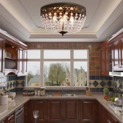 Portland 4-Light 15 in. Black/Gold Simple Bowl Flush Mount With Crystal Shade by Maxax -Maxax Elegant store black gold maxax flush mount lights mx19132 4bg c 76 1000