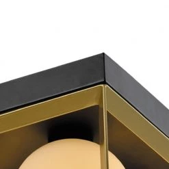 Raleigh 4-Light 13.98 in. Black/Gold Lantern Square/Rectangle Flush Mount With White Shade by Maxax -Maxax Elegant store black gold maxax flush mount lights mx21006 4bg 44 1000