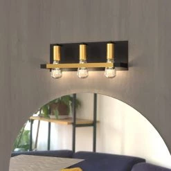 Houston 22 in.W 3-Light Matte Black Gold Industrial Bathroom Vanity Light by Maxax -Maxax Elegant store black gold maxax vanity lighting d154 3c6 fa 1000