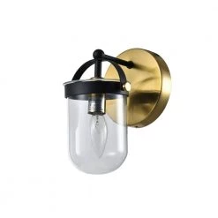 Houston 1-Light Black/Gold Dimmable Armed Sconce by Maxax