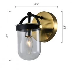 Houston 1-Light Black/Gold Dimmable Armed Sconce by Maxax -Maxax Elegant store black gold maxax vanity lighting d155 1b4 c3 1000