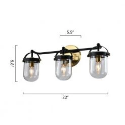 Houston 22.05 in. 3 -Light Black/Gold Vanity Light Dimmable by Maxax -Maxax Elegant store black gold maxax vanity lighting d155 3b4 c3 1000
