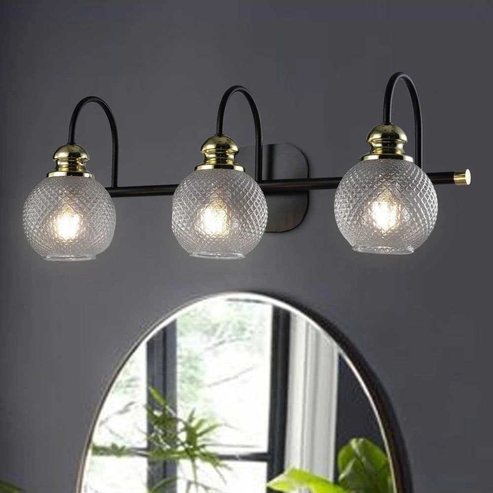 Houston 22.44 in. 3-Light Dimmable Black/Gold Wall Sconce by Maxax 2 Houston 22.44 in. 3-Light Dimmable Black/Gold Wall Sconce by Maxax - Image 2