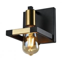 Houston 1-Light Black and Gold Wall Sconce by Maxax