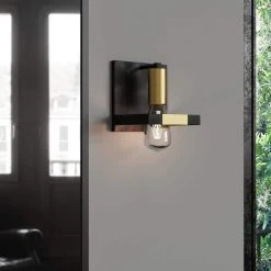 Houston 1-Light Black and Gold Wall Sconce by Maxax -Maxax Elegant store black gold maxax wall sconces d154 1c6 fa 1000