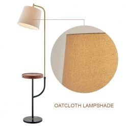 New York 66 " Black/Gold/Wood Tray Table Floor Lamp With USB by Maxax -Maxax Elegant store black gold wood maxax floor lamps f02 1f 1000