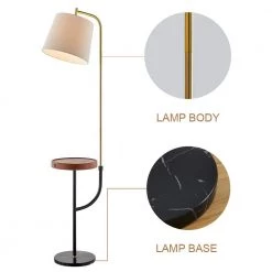 New York 66 " Black/Gold/Wood Tray Table Floor Lamp With USB by Maxax -Maxax Elegant store black gold wood maxax floor lamps f02 44 1000