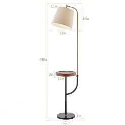 New York 66 " Black/Gold/Wood Tray Table Floor Lamp With USB by Maxax -Maxax Elegant store black gold wood maxax floor lamps f02 4f 1000