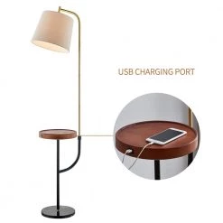 New York 66 " Black/Gold/Wood Tray Table Floor Lamp With USB by Maxax -Maxax Elegant store black gold wood maxax floor lamps f02 fa 1000