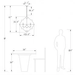 Miami 6-Light Matte Silver Sweep Black Candle Style Geometric Chandelier by Maxax -Maxax Elegant store black matte silver sweep black maxax chandeliers mx19063 6 p 40 1000