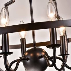 Miami 6-Light Matte Silver Sweep Black Candle Style Geometric Chandelier by Maxax -Maxax Elegant store black matte silver sweep black maxax chandeliers mx19063 6 p 44 1000