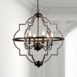 Miami 6-Light Matte Silver Sweep Black Candle Style Geometric Chandelier by Maxax -Maxax Elegant store black matte silver sweep black maxax chandeliers mx19063 6 p 77 1000