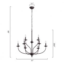 Boise 9-Light Rusty Candle Style Classic/Traditional Chandelier by Maxax 11 Boise 9-Light Rusty Candle Style Classic/Traditional Chandelier by Maxax -Maxax Elegant store black maxax chandeliers 19143 9rs 4f 1000