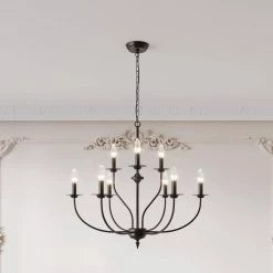 Boise 9-Light Rusty Candle Style Classic/Traditional Chandelier by Maxax