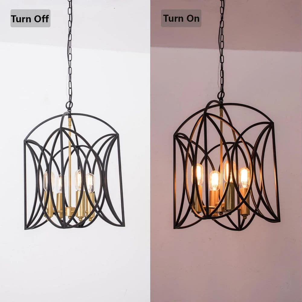 Hartford 4 -Light Black Coffee/Gold Lantern Square Chandelier by Maxax 3 Hartford 4 -Light Black Coffee/Gold Lantern Square Chandelier by Maxax - Image 3