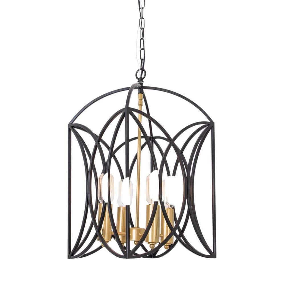 Hartford 4 -Light Black Coffee/Gold Lantern Square Chandelier by Maxax 1 Hartford 4 -Light Black Coffee/Gold Lantern Square Chandelier by Maxax