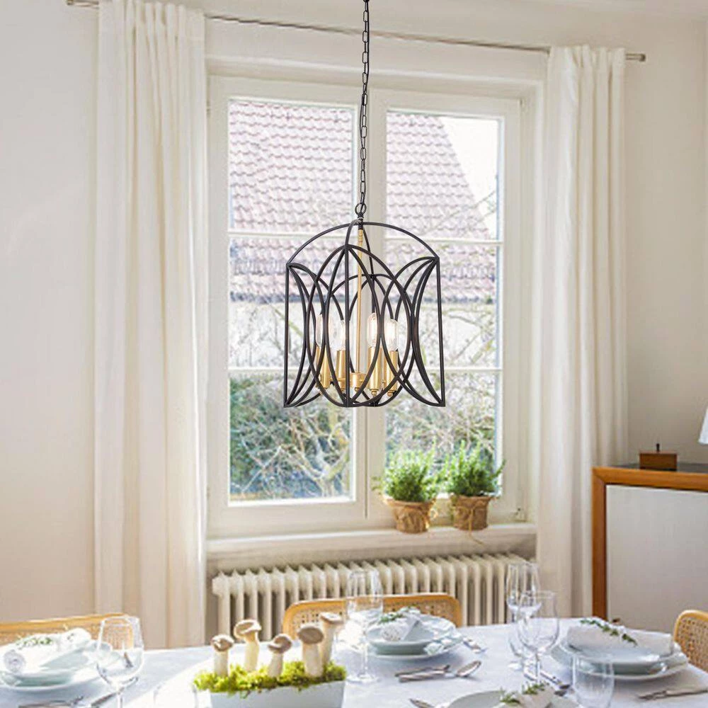 Hartford 4 -Light Black Coffee/Gold Lantern Square Chandelier by Maxax 10 Hartford 4 -Light Black Coffee/Gold Lantern Square Chandelier by Maxax - Image 10