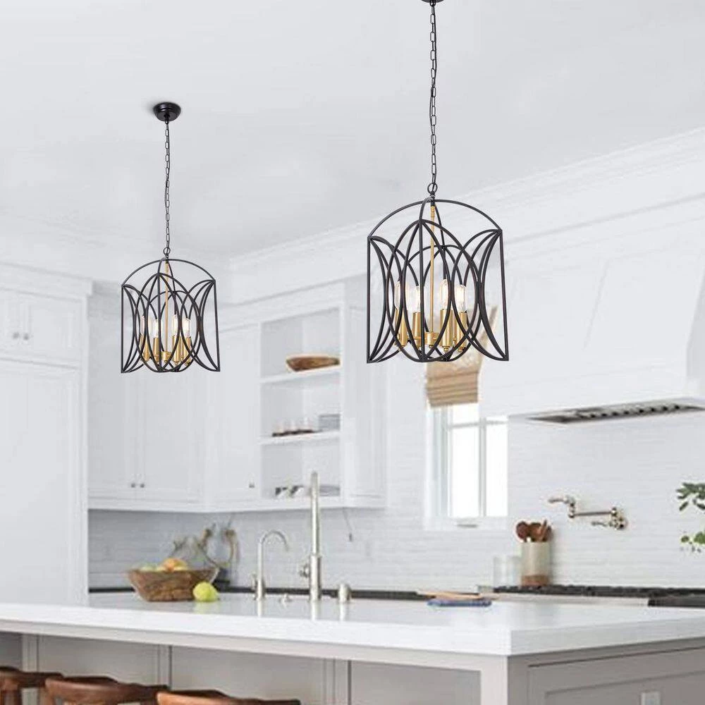 Hartford 4 -Light Black Coffee/Gold Lantern Square Chandelier by Maxax 2 Hartford 4 -Light Black Coffee/Gold Lantern Square Chandelier by Maxax - Image 2