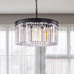 Annapolis 5-Light Black Unique/Statement Drum Chandelier with Crystal Accents by Maxax -Maxax Elegant store black maxax chandeliers mx155101 p 1d 1000