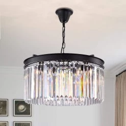 Annapolis 5-Light Black Unique/Statement Drum Chandelier with Crystal Accents by Maxax