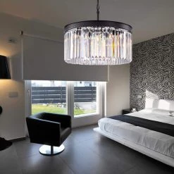 Annapolis 5-Light Black Unique/Statement Drum Chandelier with Crystal Accents by Maxax -Maxax Elegant store black maxax chandeliers mx155101 p 76 1000