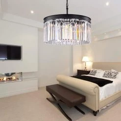 Annapolis 5-Light Black Unique/Statement Drum Chandelier with Crystal Accents by Maxax -Maxax Elegant store black maxax chandeliers mx155101 p c3 1000