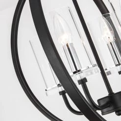 Springfield 4-Light Shaded Globe Black Chandelier with Wrought Iron Accents by Maxax -Maxax Elegant store black maxax chandeliers mx19008 4 p 1f 1000