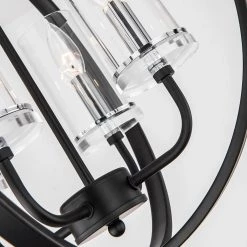 Springfield 4-Light Shaded Globe Black Chandelier with Wrought Iron Accents by Maxax -Maxax Elegant store black maxax chandeliers mx19008 4 p 4f 1000