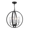 Springfield 4-Light Shaded Globe Black Chandelier with Wrought Iron Accents by Maxax