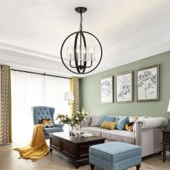 Springfield 4-Light Shaded Globe Black Chandelier with Wrought Iron Accents by Maxax -Maxax Elegant store black maxax chandeliers mx19008 4 p fa 1000