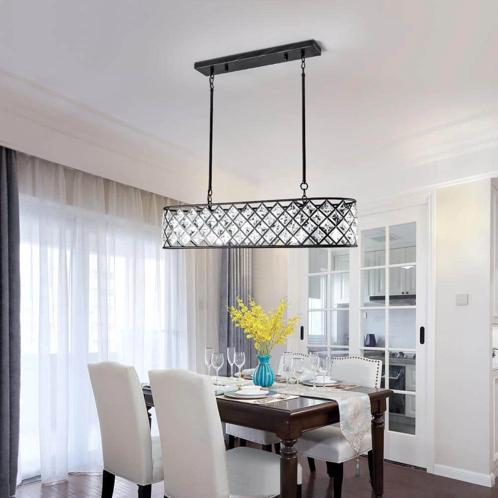 Indianapolis 5-Light Black Shaded Square/Rectangle Chandelier with Crystal Accents by Maxax 6 Indianapolis 5-Light Black Shaded Square/Rectangle Chandelier with Crystal Accents by Maxax - Image 6