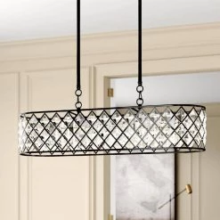 Indianapolis 5-Light Black Shaded Square/Rectangle Chandelier with Crystal Accents by Maxax