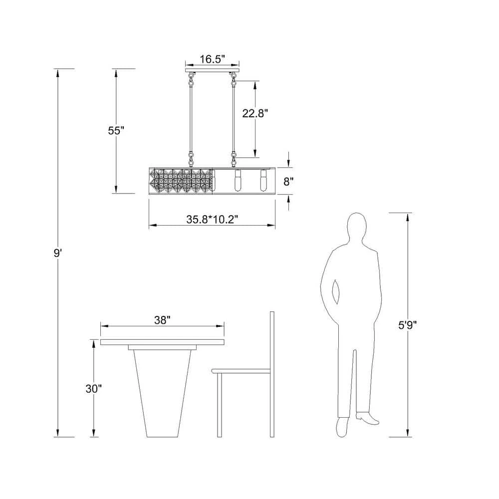 Indianapolis 5-Light Black Shaded Square/Rectangle Chandelier with Crystal Accents by Maxax 5 Indianapolis 5-Light Black Shaded Square/Rectangle Chandelier with Crystal Accents by Maxax - Image 5