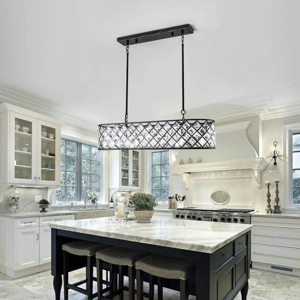 Indianapolis 5-Light Black Shaded Square/Rectangle Chandelier with Crystal Accents by Maxax 2 Indianapolis 5-Light Black Shaded Square/Rectangle Chandelier with Crystal Accents by Maxax - Image 2