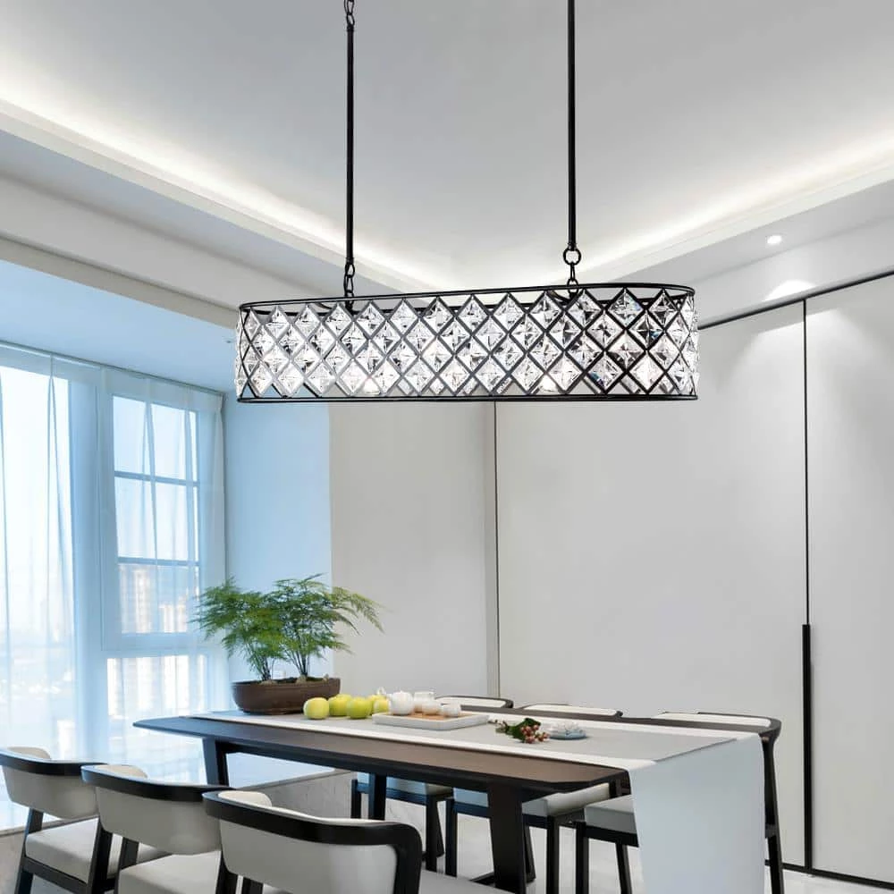 Indianapolis 5-Light Black Shaded Square/Rectangle Chandelier with Crystal Accents by Maxax 7 Indianapolis 5-Light Black Shaded Square/Rectangle Chandelier with Crystal Accents by Maxax - Image 7