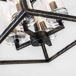 Springfield 4-Light Black Lantern Square/Rectangle Chandelier with Wrought Iron Accents by Maxax -Maxax Elegant store black maxax chandeliers mx19024 4 p 4f 1000