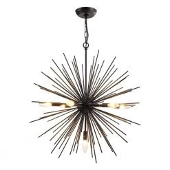 Augusta 7 -Light Gold Sputnik Sphere Chandelier with Wrought Iron Accents by Maxax