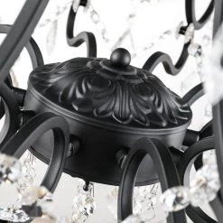 Atlanta 10-Light Black Candle Style Classic/Traditional Chandelier with Crysta Accents by Maxax -Maxax Elegant store black maxax chandeliers mx19040 10 p 4f 1000