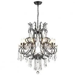 Atlanta 10-Light Black Candle Style Classic/Traditional Chandelier with Crysta Accents by Maxax