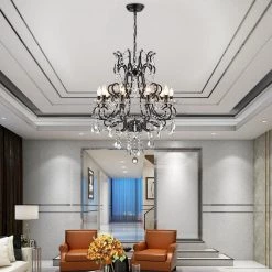 Atlanta 10-Light Black Candle Style Classic/Traditional Chandelier with Crysta Accents by Maxax -Maxax Elegant store black maxax chandeliers mx19040 10 p 76 1000