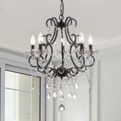 Atlanta 5 -Light Candle Style Classic/Traditional Chandelier with Crysta Accents by Maxax -Maxax Elegant store black maxax chandeliers mx19040 5 p 44 1000