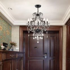 Atlanta 5 -Light Candle Style Classic/Traditional Chandelier with Crysta Accents by Maxax -Maxax Elegant store black maxax chandeliers mx19040 5 p 66 1000